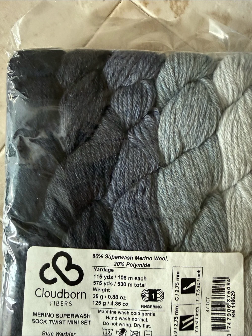 Cloudborn Fibers Blue Warbler Merino Sock Twist Mini Set - Blue/Gray